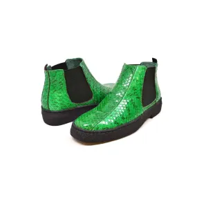 British Walkers Soho Men's Green Snake Skin Leather Custom Made Boots