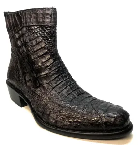 Calzoleria Toscana Black Full Hornback Alligator Ankle Boots