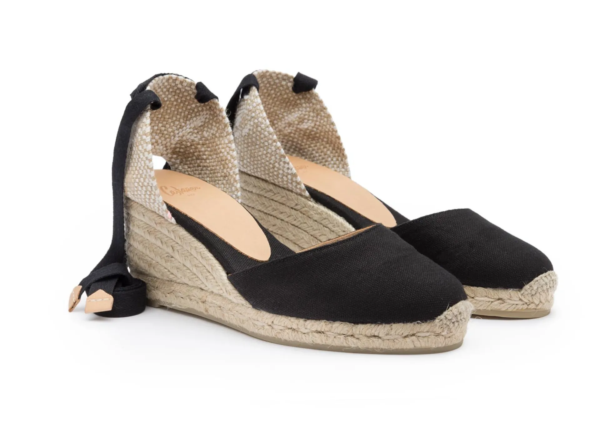 Castaner Carina 6 Black Canvas Wedge Espadrilles