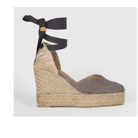 Castaner Chiara 8ED Plomo Grey Platform Canvas Wedge Espadrilles