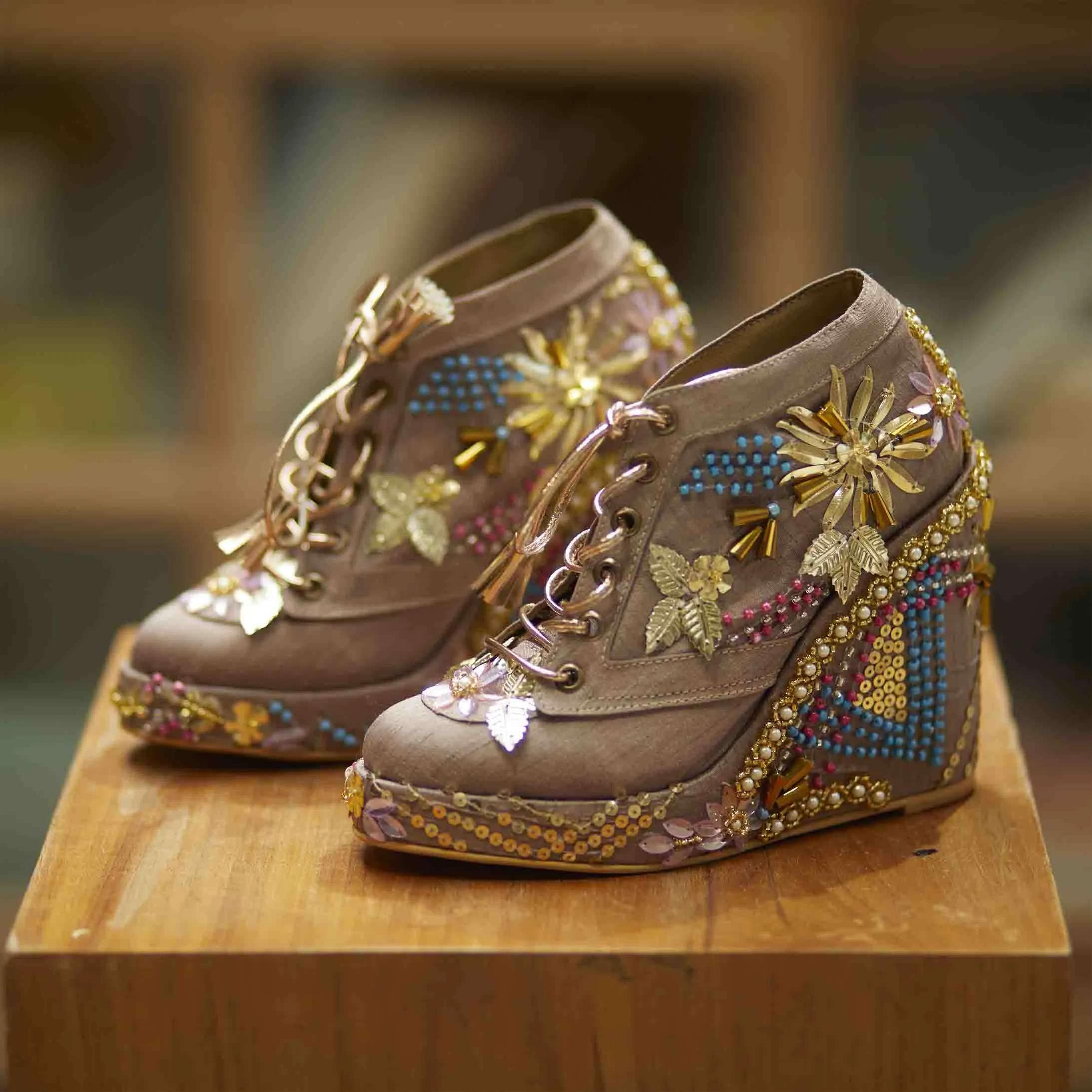 Copper Bridal Sneaker Wedges - Customized Wedding Shoes | Tiesta