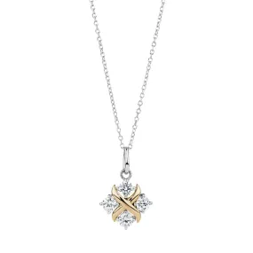 Fancy pendant with 0.44 carats* of diamond simulants in 10 carat yellow gold and sterling silver