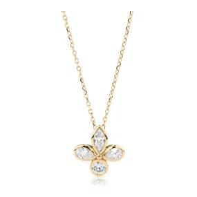 Fancy pendant with 0.58 carats* of diamond simulants in 10 carat yellow gold