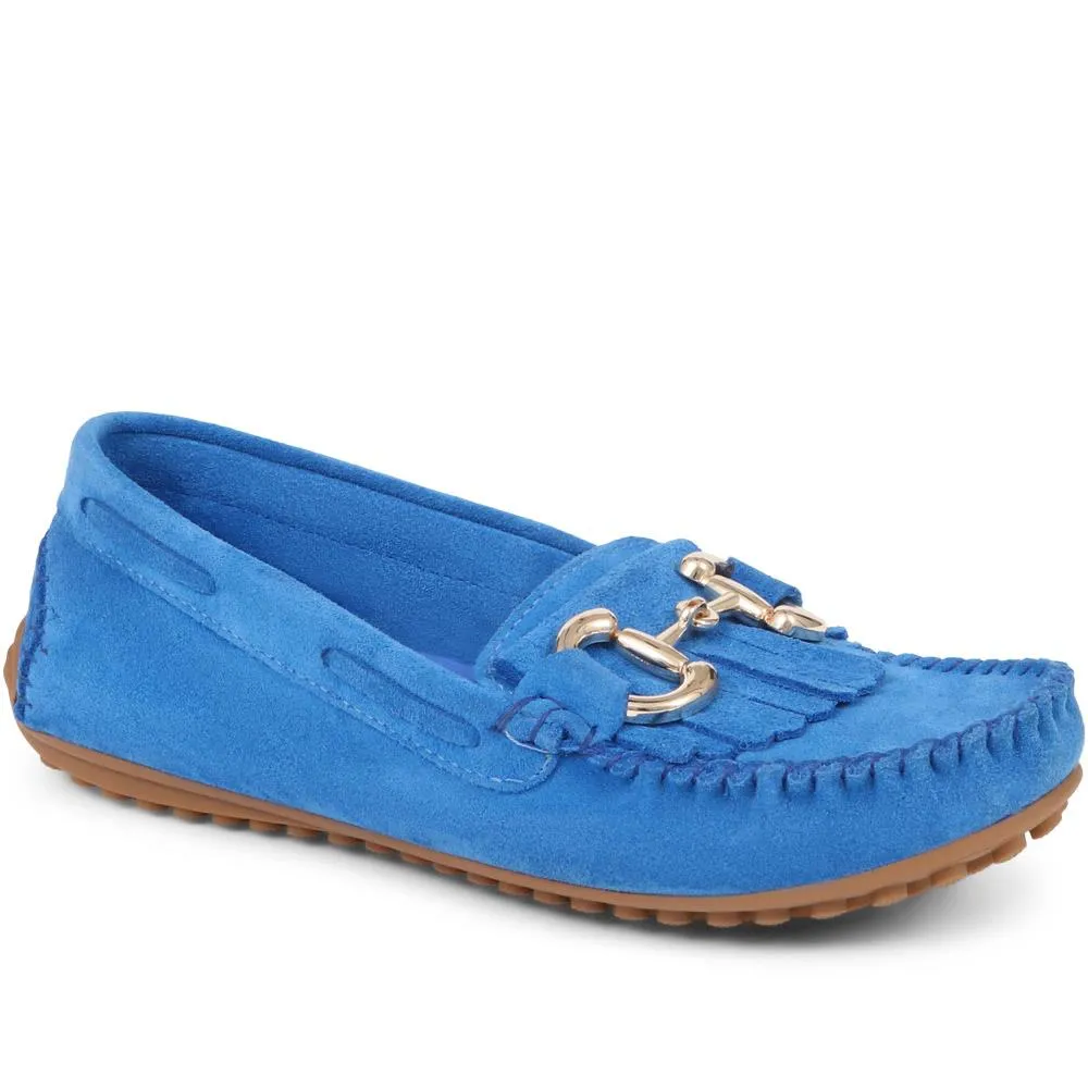 Giustina Suede Buckle Moccasins - GIUSTINA / 323 917