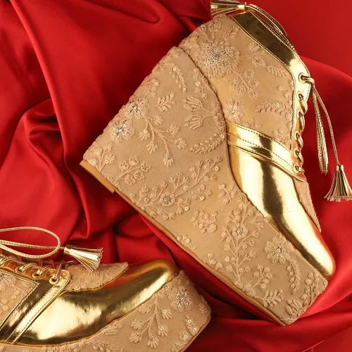 Gold Bridal Sneaker Wedges - Customized Wedding Shoes | Tiesta