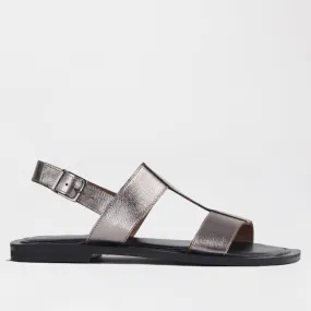 Grecian inspired Flat Sandal in Pewter - 12706