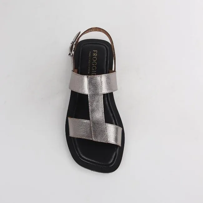 Grecian inspired Flat Sandal in Pewter - 12706