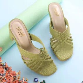 Green Strappy Block Heels | Tiesta Shoes