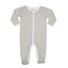 Grey Stripes Front Snap Footie