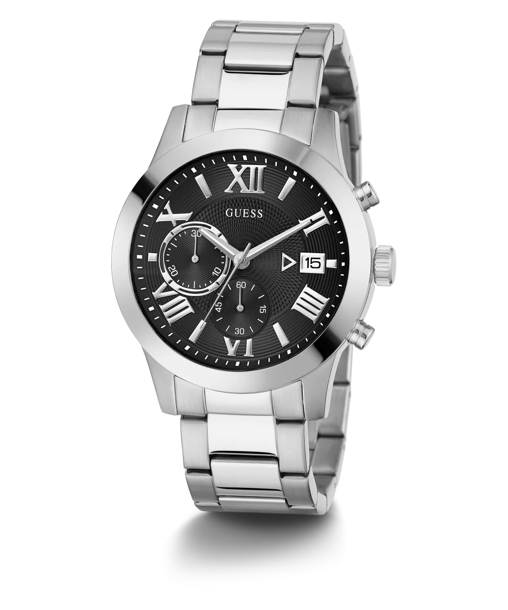 GUESS Mens Silver Tone Chronograph Watch