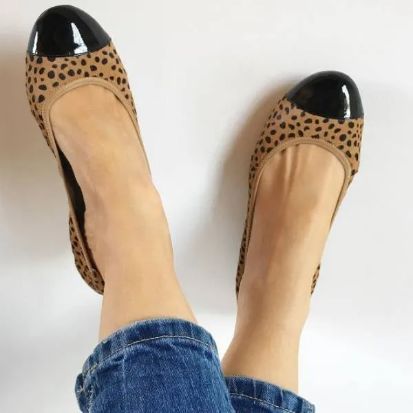 Harrow - Leopard Pony Hair with Black Cap Ballerinas