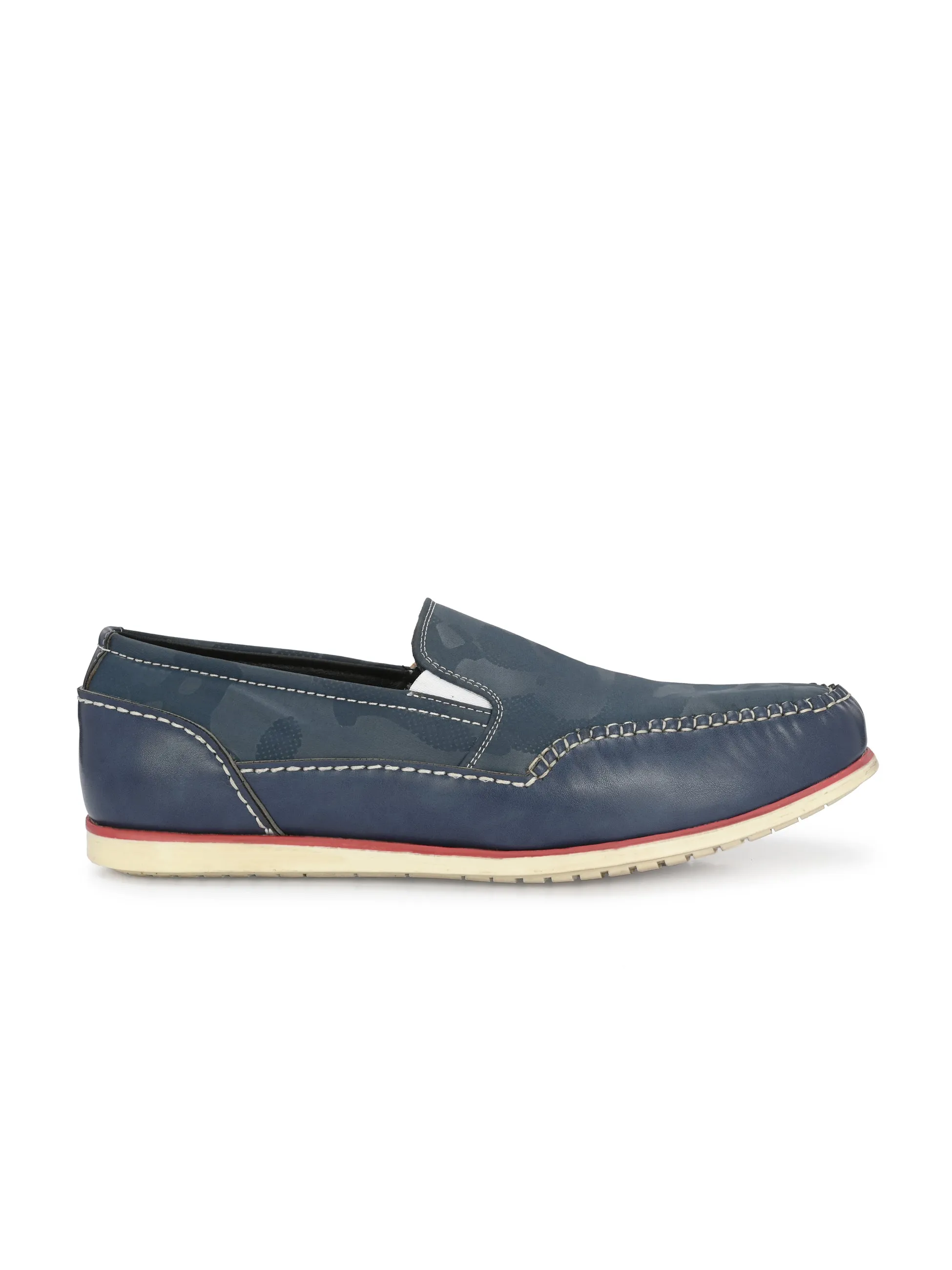 Hitz Men's Blue Leather Moccasins Boat Shoes