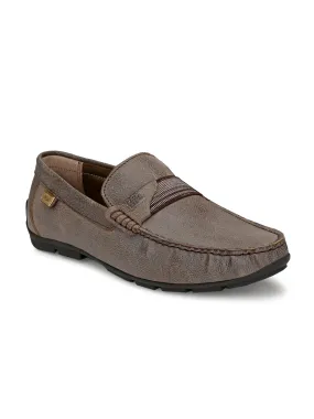 Hitz Men's Brown Leather Moccasins Loafer Shoes