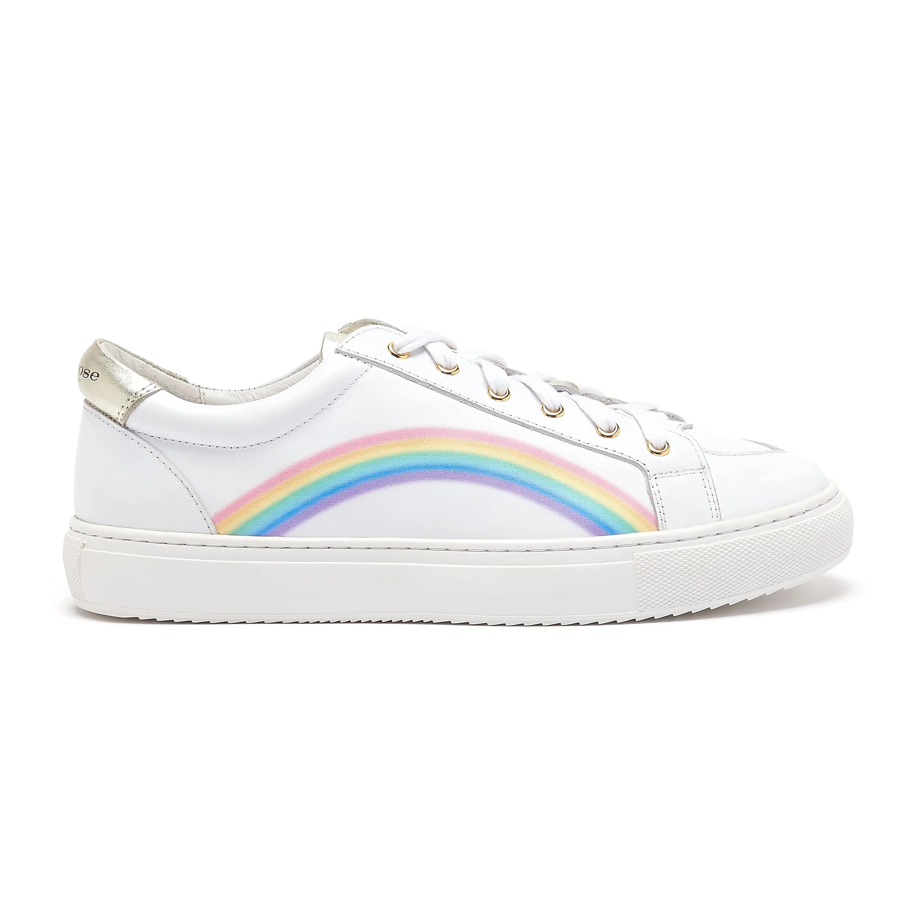 Hoxton - White Leather Trainers with Rainbow