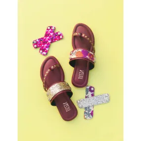 Kolas - Wine Open Flats with Changeable Straps