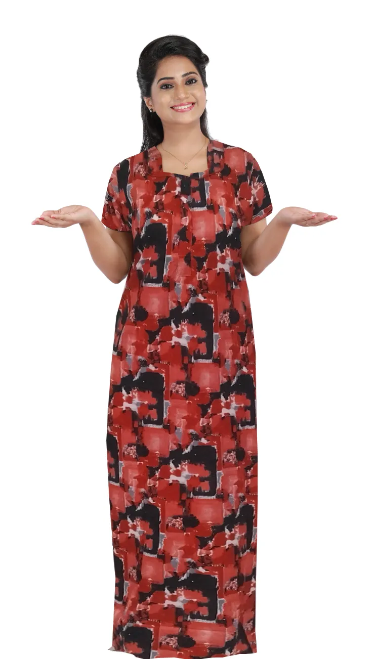 MANGAI New Regular Fit Cotton Printed  Nighties - All Over Printed Stylish Nightwear for Stylish Women | Side Cut Pocket | Beautiful Nighties for Stylish Women's (NL)