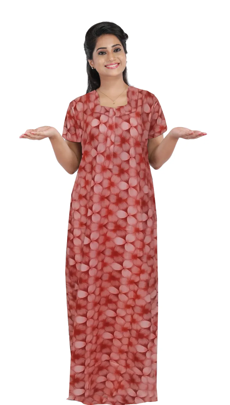 MANGAI New Regular Fit Cotton Printed  Nighties - All Over Printed Stylish Nightwear for Stylish Women | Side Cut Pocket | Beautiful Nighties for Stylish Women's (NL)