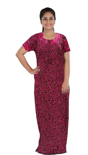 MANGAI New Regular Fit Cotton Printed  Nighties - All Over Printed Stylish Nightwear for Stylish Women | Side Cut Pocket | Beautiful Nighties for Stylish Women's (VNM)