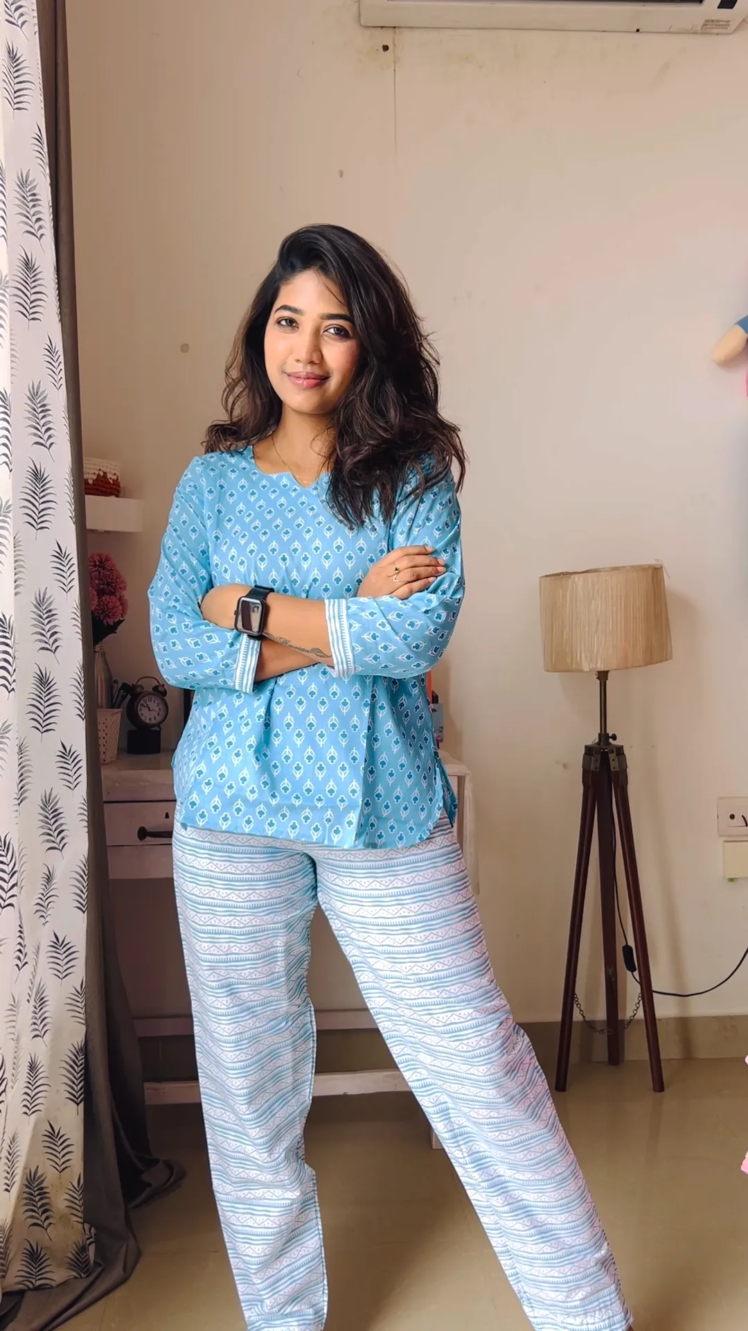 MANGAI Premium Cotton Printed Cambric Night Suits | Stylish Print's All Over | Top & Bottom Set | 3/4 Sleeve | Trendy Night Suits for Stylish Women's (CMNS)