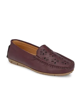 Maroon Majesty Cutout Moccasins For Women