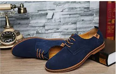 Men Casual Leather Chaussure Homme Shoes Blue