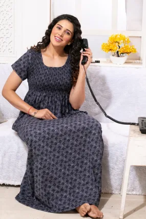 ONLY MINE Premium Smokey Nighty | Stretchable Elastic Type | Beautiful Pleated Model | Side Pocket | Stylish Nighty for Stylish Women's (OM-RAH)