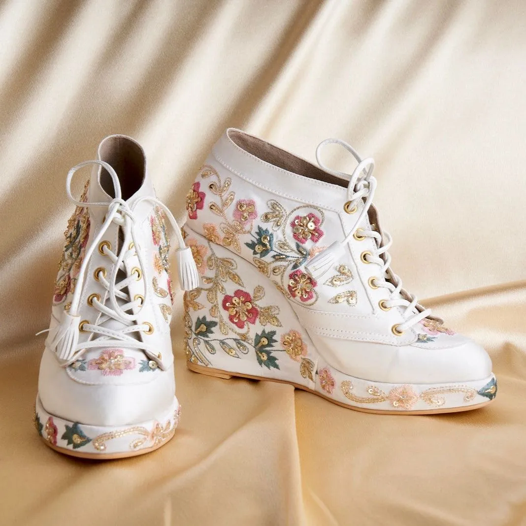 Royal Customizable Embroidered Sneaker Wedges | Tiesta