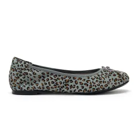 Sandringham - Grey Leopard Leather Flats