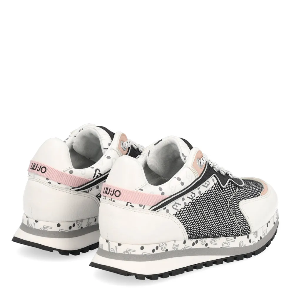 Scarpe Junior LIU JO linea Wonder 163 Sneakers in Tessuto Mesh e Pelle Bianco e Nero