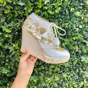 Sneaker wedge (Beige Gold) Bridal shoes wedges