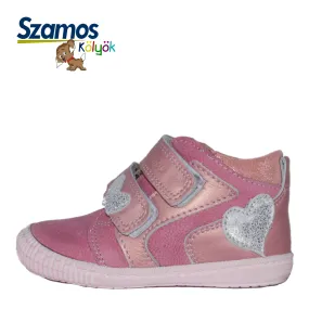 Szamos kid girl sneakers baby pink with silver heart decor toddler/little kid/big kid size