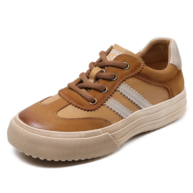 Women Handmade Color Matching Leather Casual Training Shoes